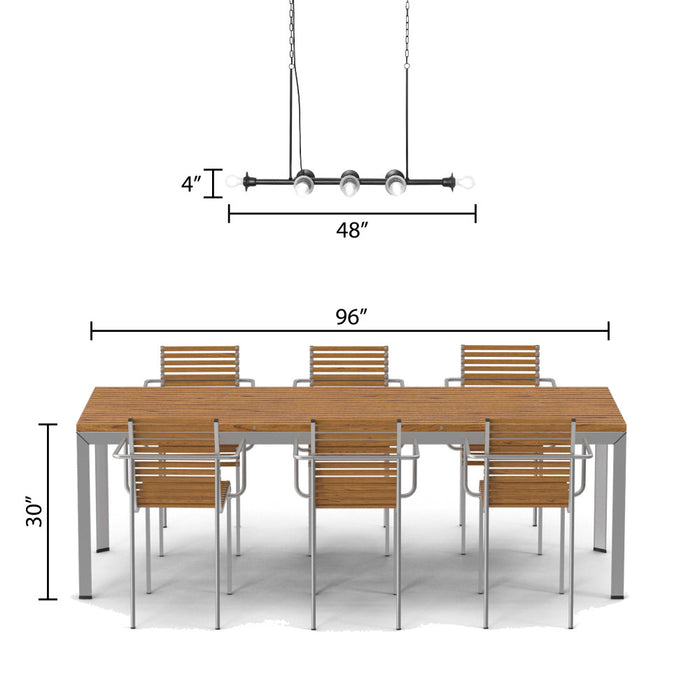 48" L 8-Light Degas Black Metal Industrial Chandelier
