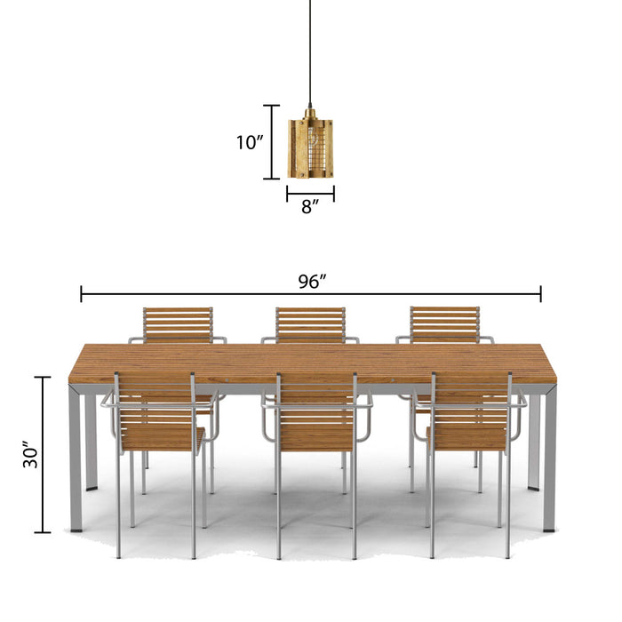 5" Maxine Brushed Gold Metal Pendant Light with Wood Shade
