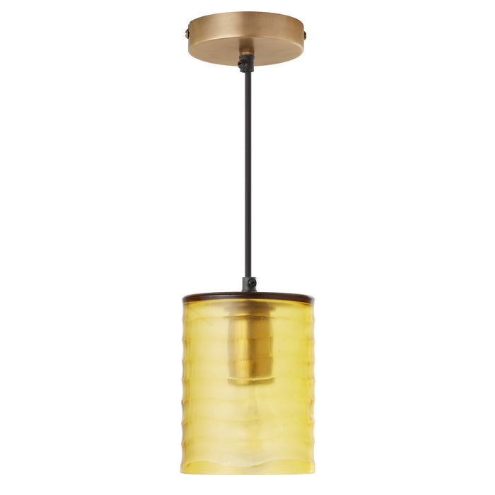 5" W Elowen Mid-Century Modern Amber Cylinder Hand Blown Glass Shade Pendant Light-Off
