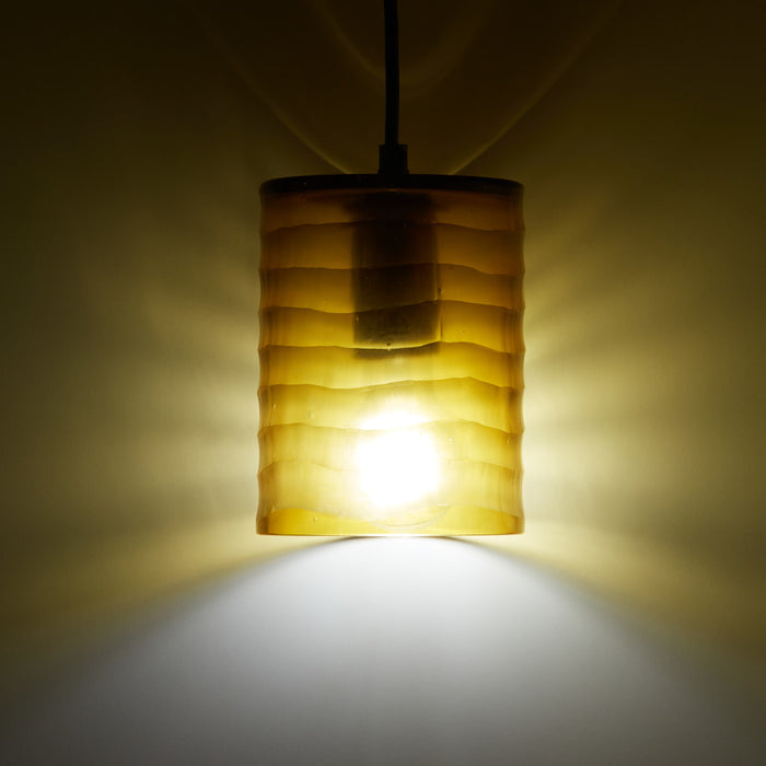 5" W Elowen Mid-Century Modern Amber Cylinder Hand Blown Glass Shade Pendant Light