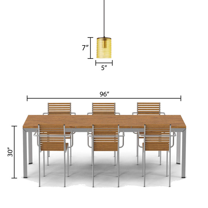 5" W Elowen Mid-Century Modern Amber Cylinder Hand Blown Glass Shade Pendant Light