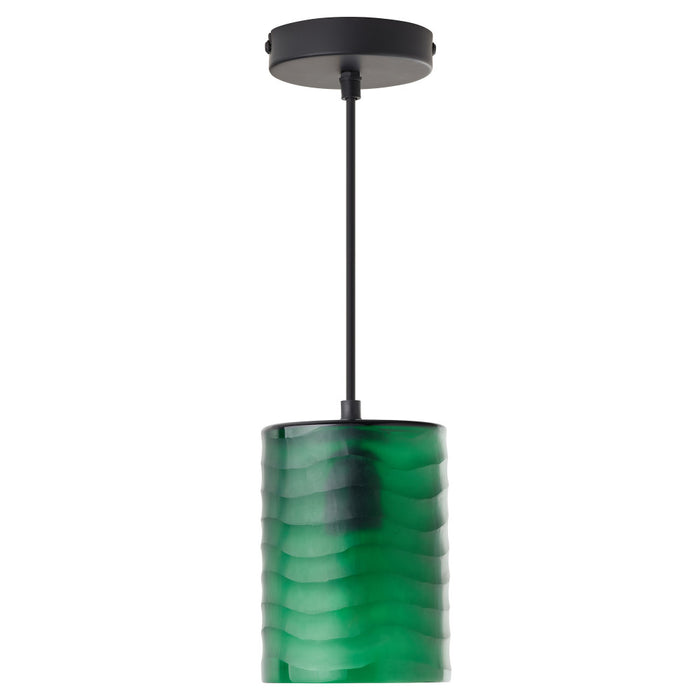 5" W Elowen Mid-Century Modern Green Cylinder Hand Blown Glass Shade Pendant Light-Off