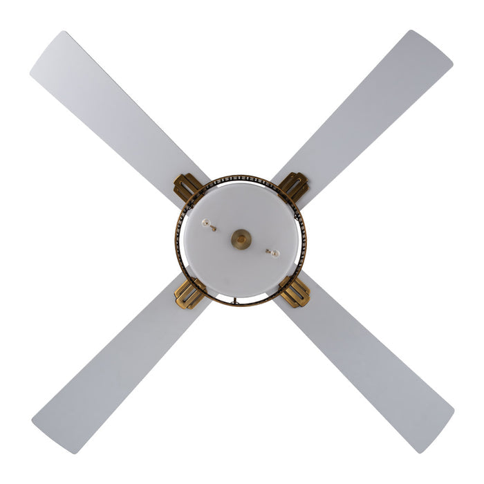 52"W Isabella Brass 4-Blade LED Ceiling Fan. Straight-on view-Off