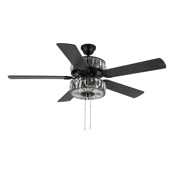 52"W LED Caged Clear Crystal Ceiling Fan with Remote Control-Off