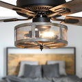 52"W LED Indoor Bronze WiFi Enabled Smart Ceiling Fan in a bedroom setting