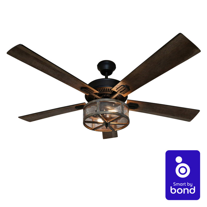 52"W LED Indoor Bronze WiFi Enabled Smart Ceiling Fan-On