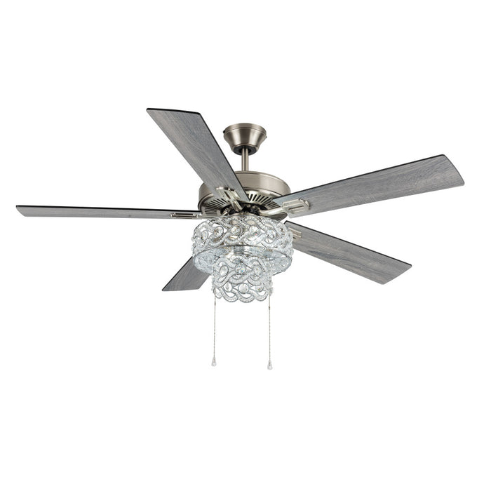 52"W LED Olivia 5-Blade Beaded Braid Wedding Band Ceiling Fan-On