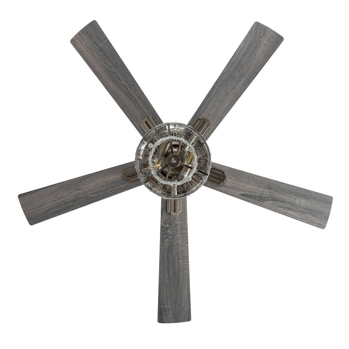 52"W LED Olivia 5-Blade Beaded Braid Wedding Band Ceiling Fan. Straight-on view-Off