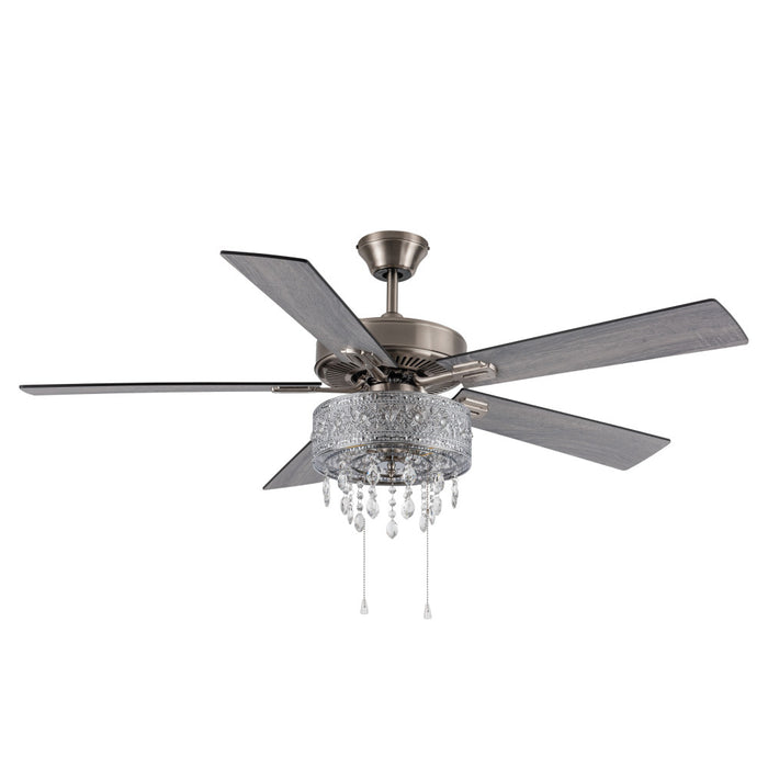 52"W LED Roxsie 5-Blade Crystal LED Chandelier Ceiling Fan-Off