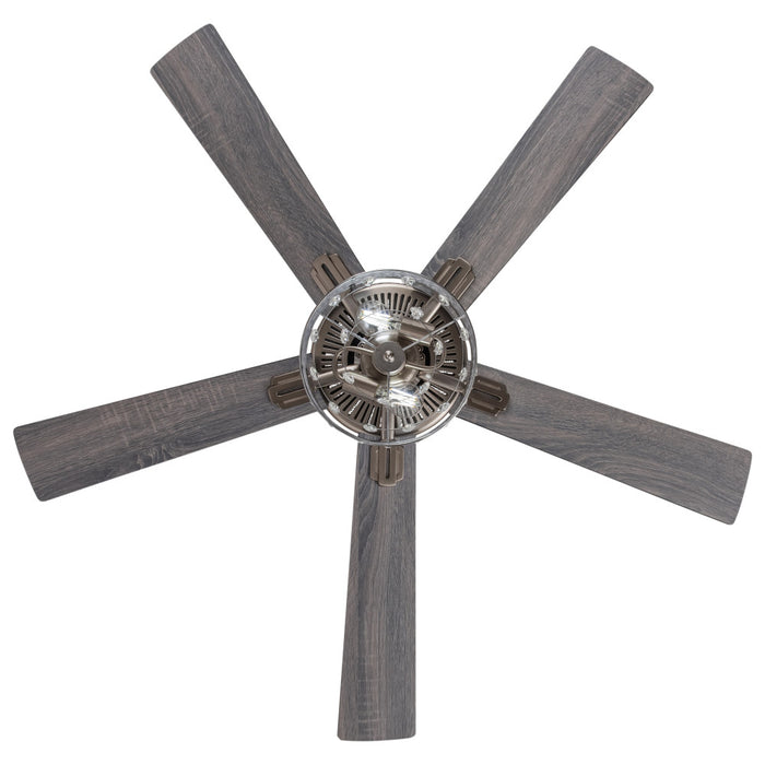 52"W LED Roxsie 5-Blade Crystal LED Chandelier Ceiling Fan. Straight-on view-On