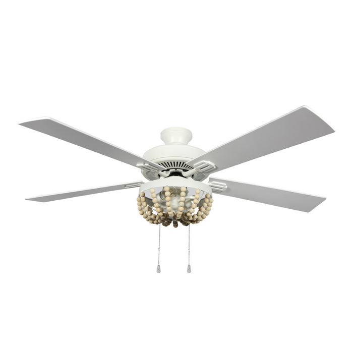 52"W Wooden Chandelier 5-Blade LED Ceiling Fan-Off