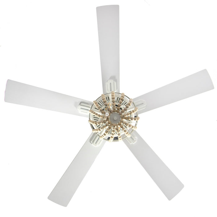 52"W Wooden Chandelier 5-Blade LED Ceiling Fan. Straight-on view-Off