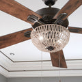 52"W Woven Rope 5-Blade LED Ceiling Fan in room setting