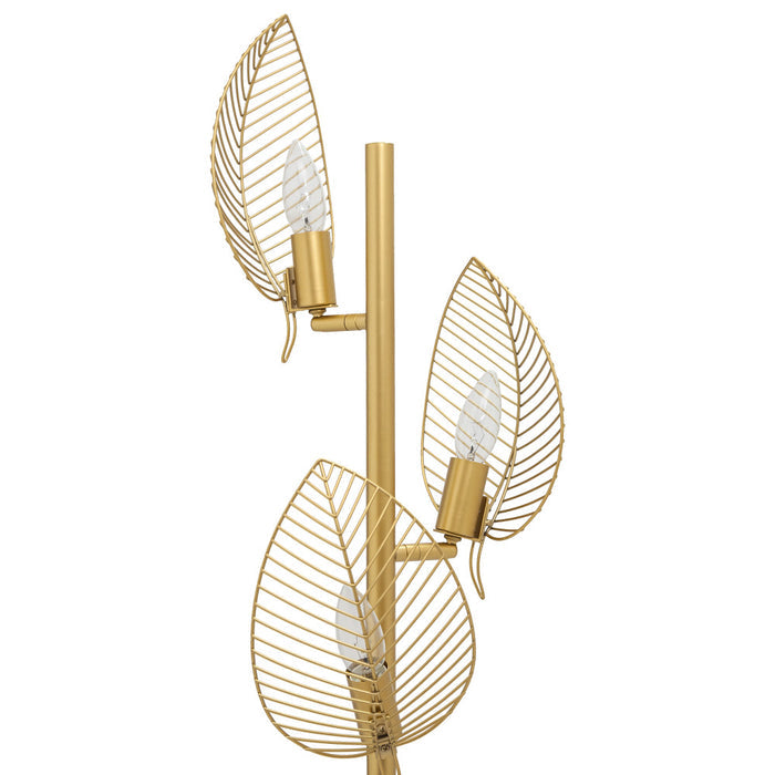 59.25"H Noelle Gold Leaf Shade Floor Lamp. Shade closeup-Off