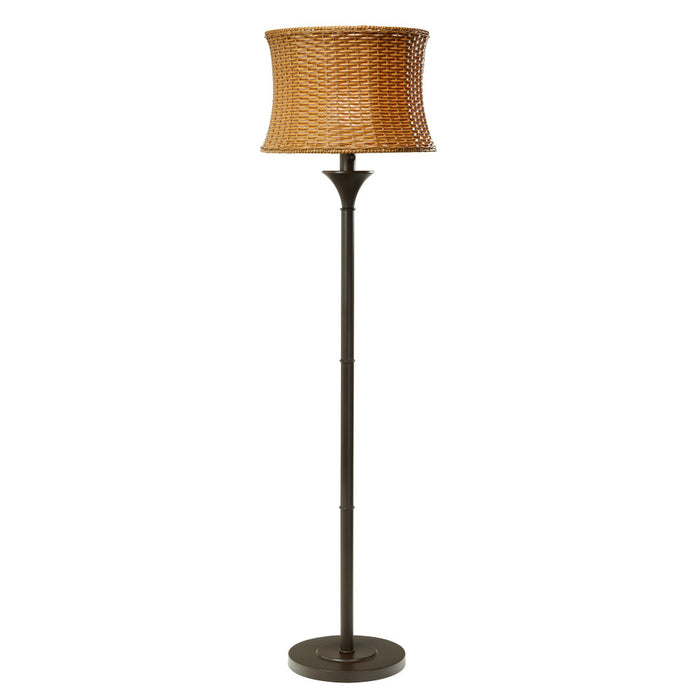 59.5"H Outdoor and Indoor Basket Weave Floor Lamp-On