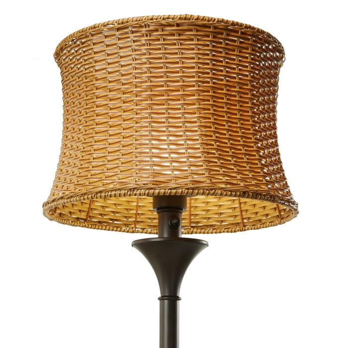 59.5"H Outdoor and Indoor Basket Weave Floor Lamp. Shade closeup-On