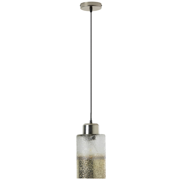 6" Callie Silver Finish Textured Metallic Gold and Clear Ombre Glass Cylinder-Shaped Pendant Lamp-Off