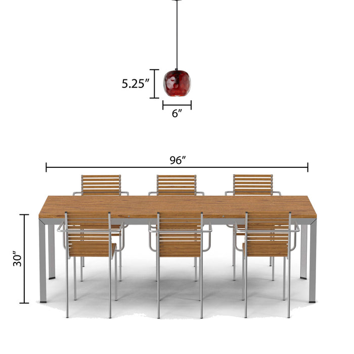 6" W Anthony Retro Red Hand-Blown Glass Globe Shade Pendant Light with Hand Cut Polka Dot Design