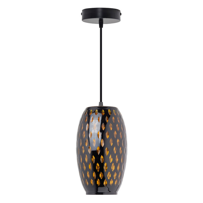 6" W Austin Glam Black and Amber Glass Globe Shade Pendant Light-Off