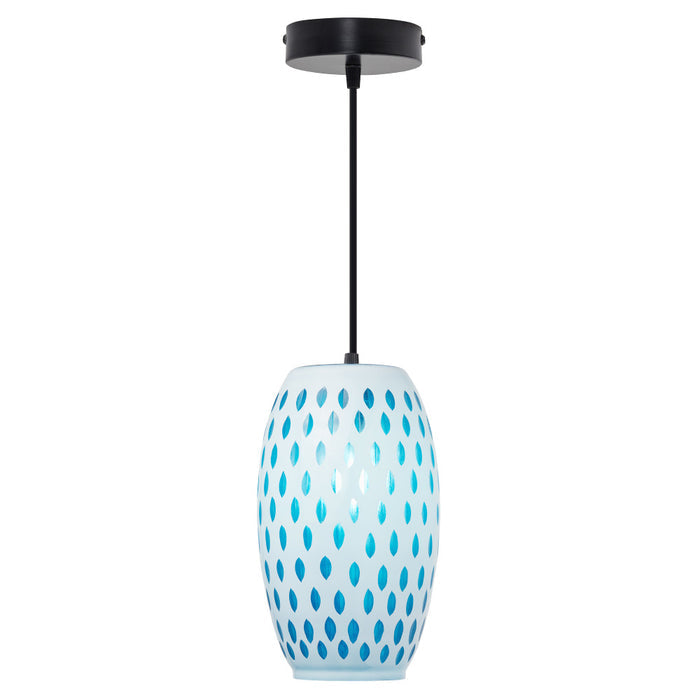 6" W Austin Glam White and Blue Glass Globe Shade Pendant Light-On