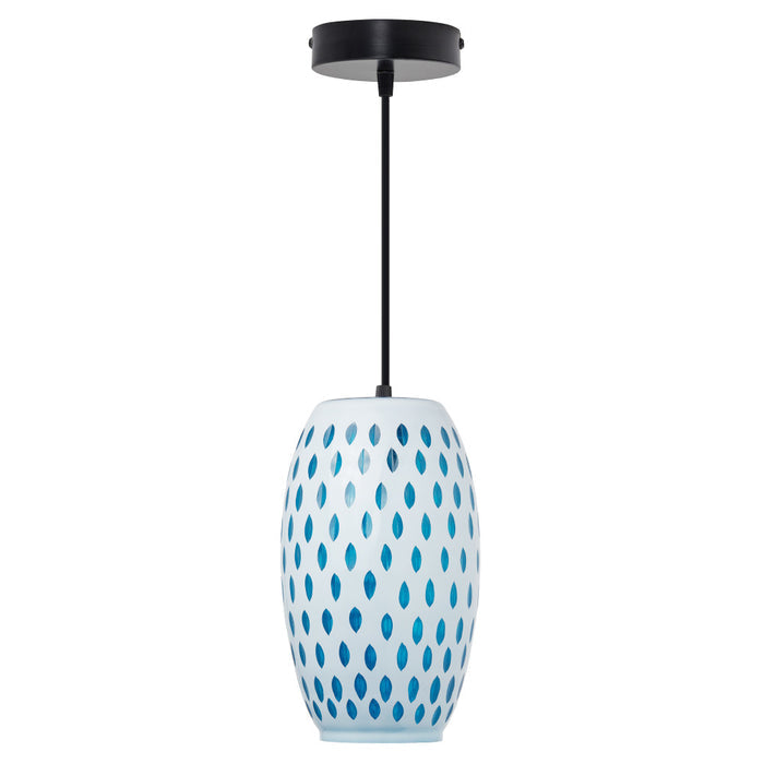 6" W Austin Glam White and Blue Glass Globe Shade Pendant Light-Off