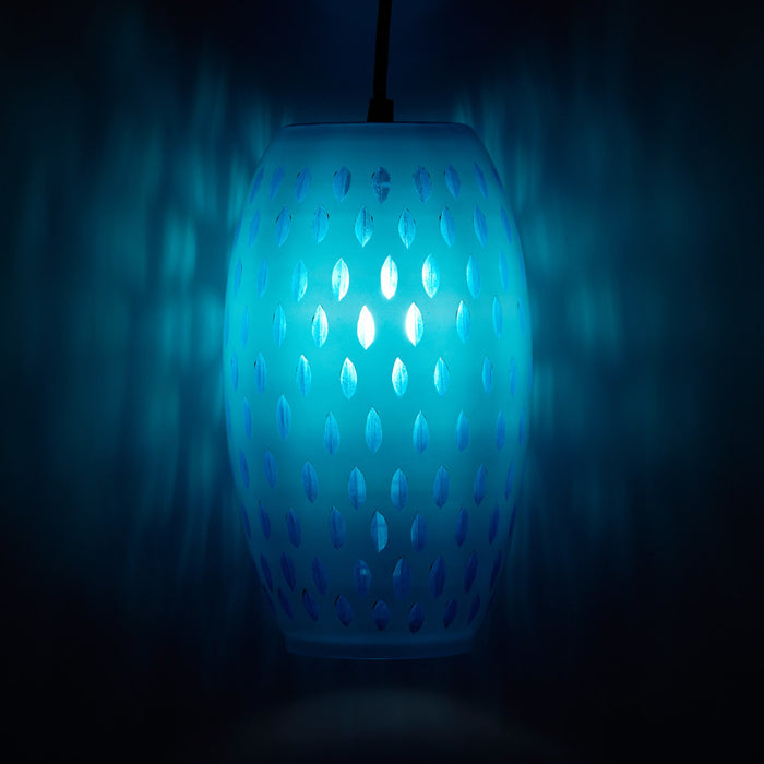 6" W Austin Glam White and Blue Glass Globe Shade Pendant Light