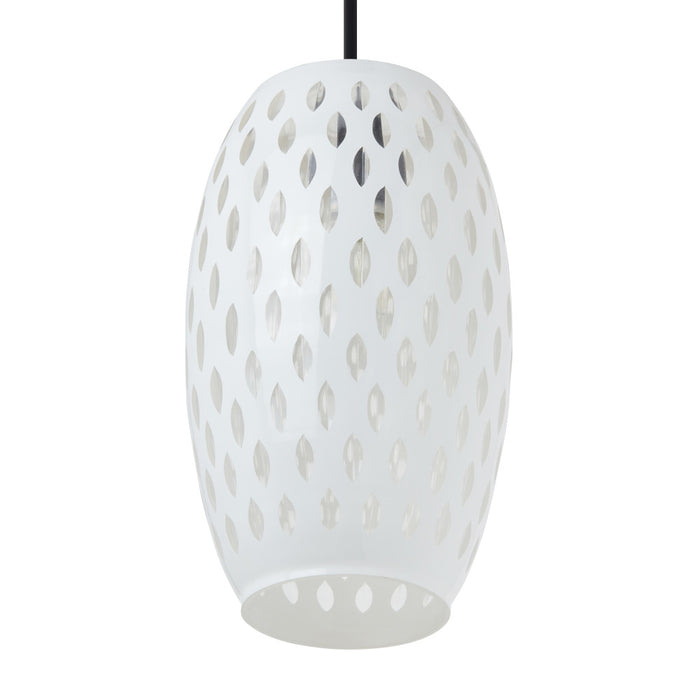 6" W Austin Glam White and Clear Glass Globe Shade Pendant Light. Shade closeup-Off