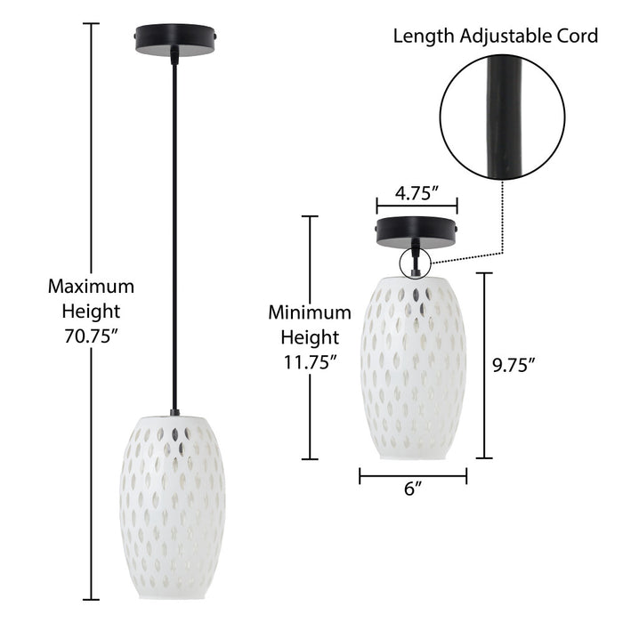 6" W Austin Glam White and Clear Glass Globe Shade Pendant Light