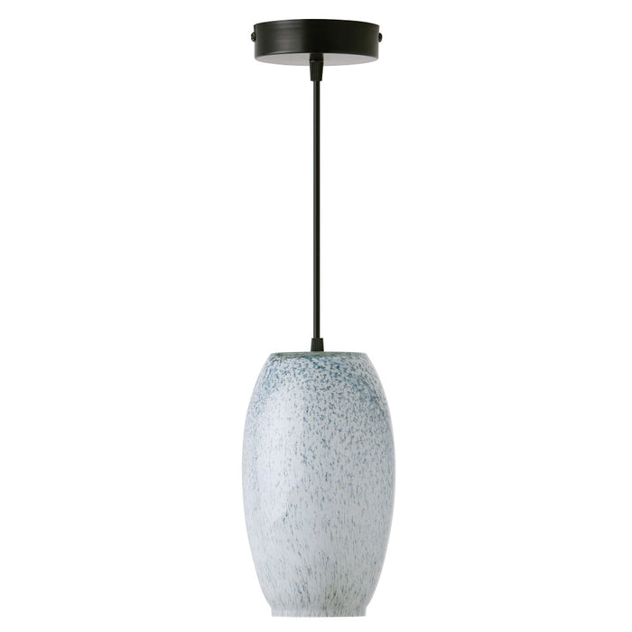 6" W Handblown Glass White/Blue/Green Elongated Dome Shade Pendant-Off