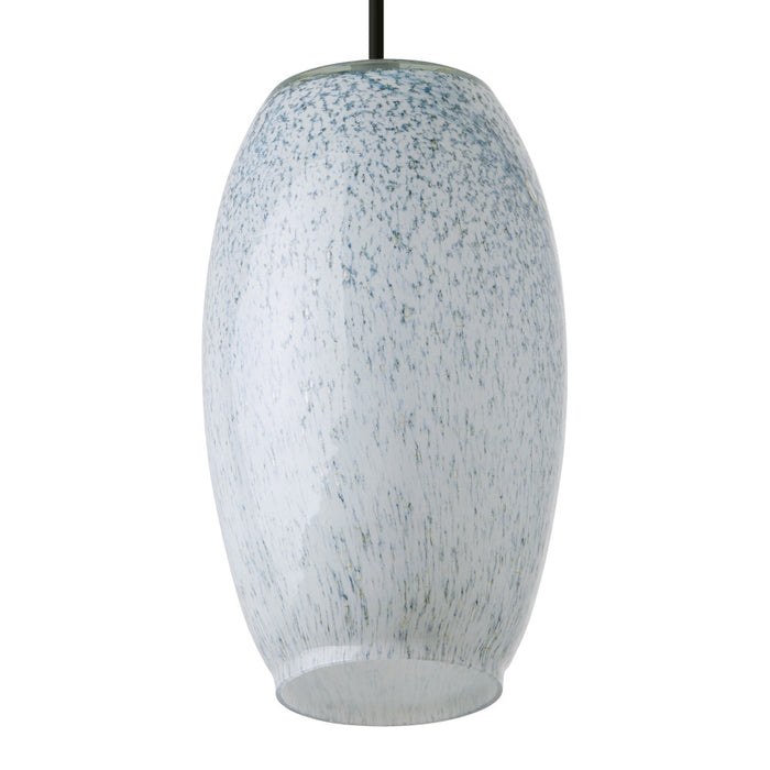 6" W Handblown Glass White/Blue/Green Elongated Dome Shade Pendant. Shade closeup-Off