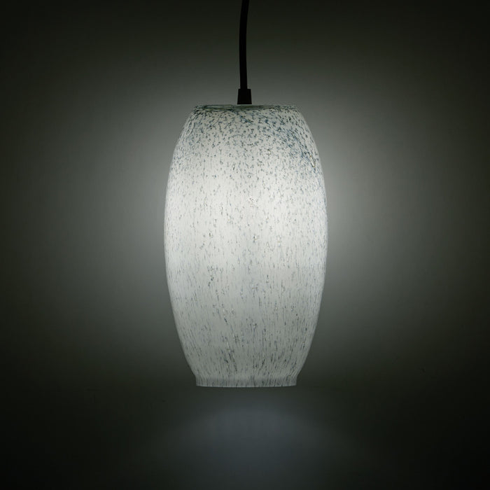 6" W Handblown Glass White/Blue/Green Elongated Dome Shade Pendant