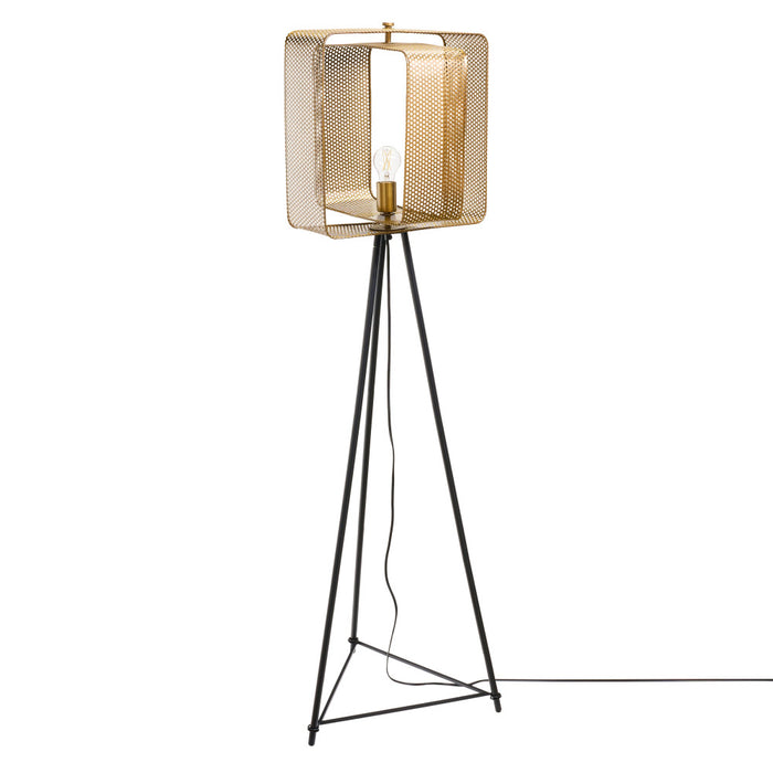 60" H Theo Gold Punched Metal Tripod Floor Lamp-Off