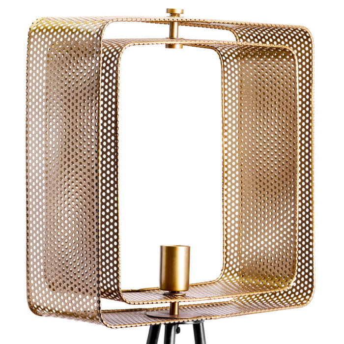 60" H Theo Gold Punched Metal Tripod Floor Lamp