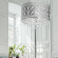 60.5"H Brielle Polished Nickel and Crystal 1-Light Floor Lamp in a bright room with plants