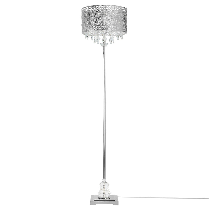 60.5"H Brielle Polished Nickel and Crystal 1-Light Floor Lamp-On