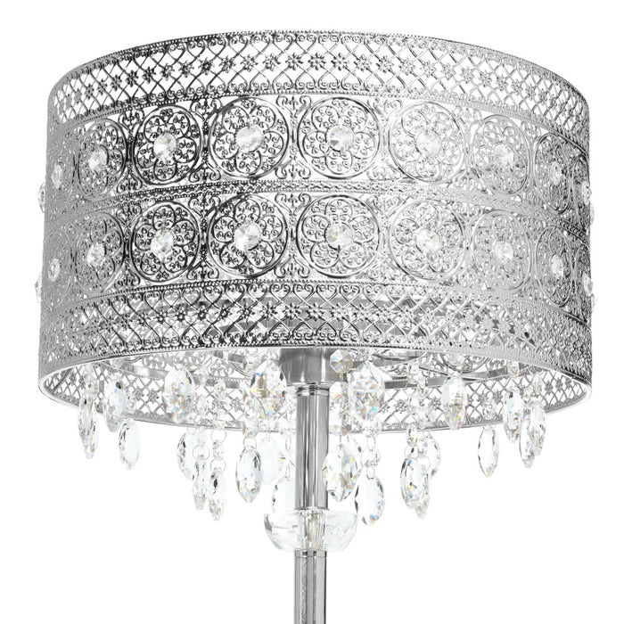 60.5"H Brielle Polished Nickel and Crystal 1-Light Floor Lamp. Shade closeup-On