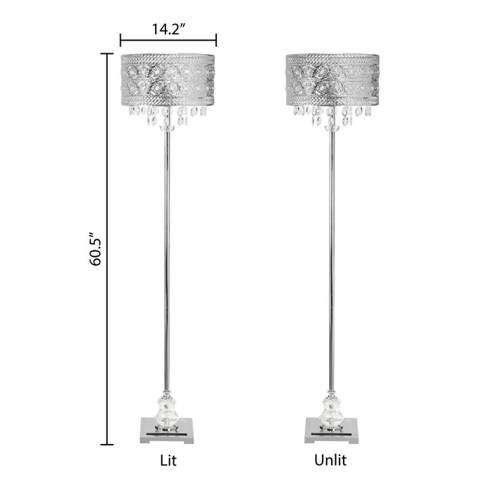 60.5"H Brielle Polished Nickel and Crystal 1-Light Floor Lamp