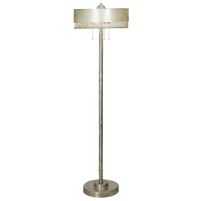 62" H Veronica Aged Silver-Finish Metal Floor Lamp-On