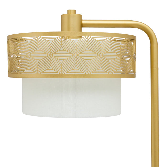 62.25"H Alena Mixed-Material Shade Floor Lamp. Shade closeup-Off