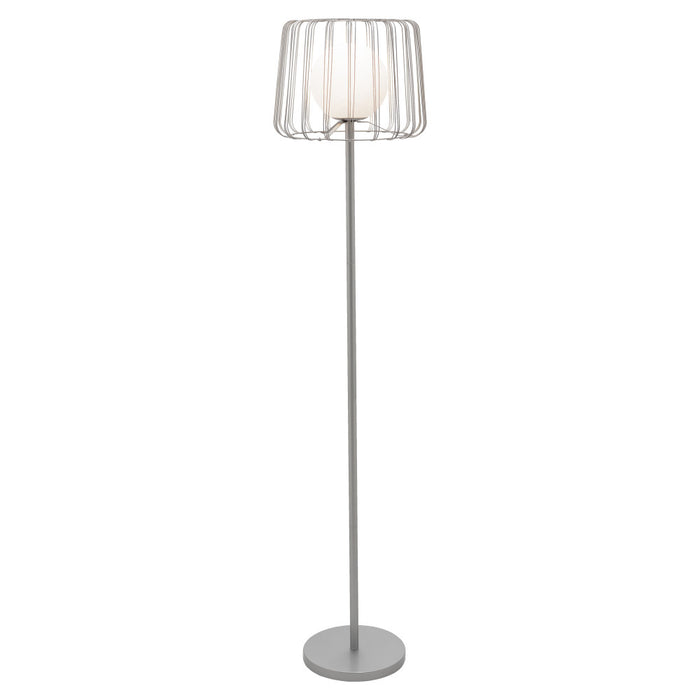 62.75"H Lucai Caged Globe Shade Floor Lamp Silver-On
