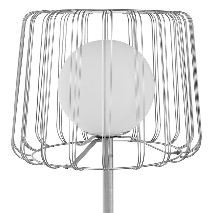 62.75"H Lucai Caged Globe Shade Floor Lamp Silver. Shade closeup-Off