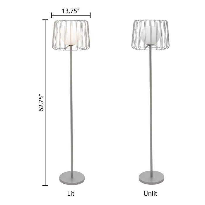 62.75"H Lucai Silver Caged Globe Shade Floor Lamp