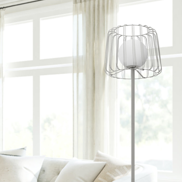 62.75"H Lucai Silver Caged Globe Shade Floor Lamp