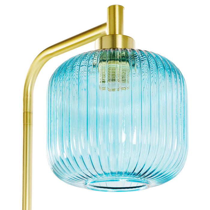 63"H Rowan Globe Shade Floor Lamp. Shade closeup-Off