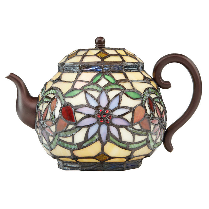 6.5"H Stained Glass Teapot Accent Lamp-On