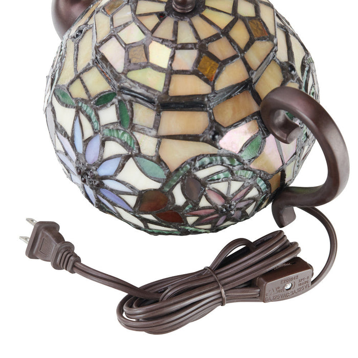 6.5"H Stained Glass Teapot Accent Lamp
