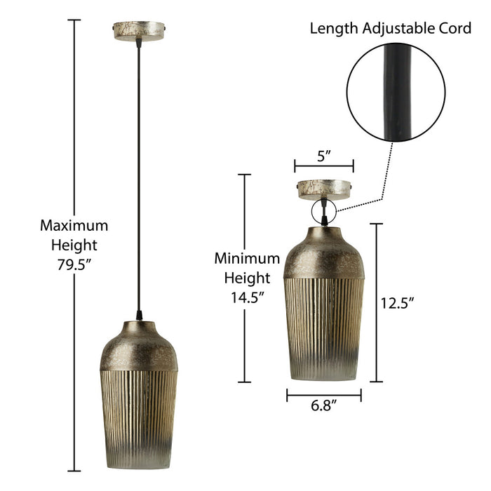 6.8"W 1-Light Andrea Metal and Glass Pendant