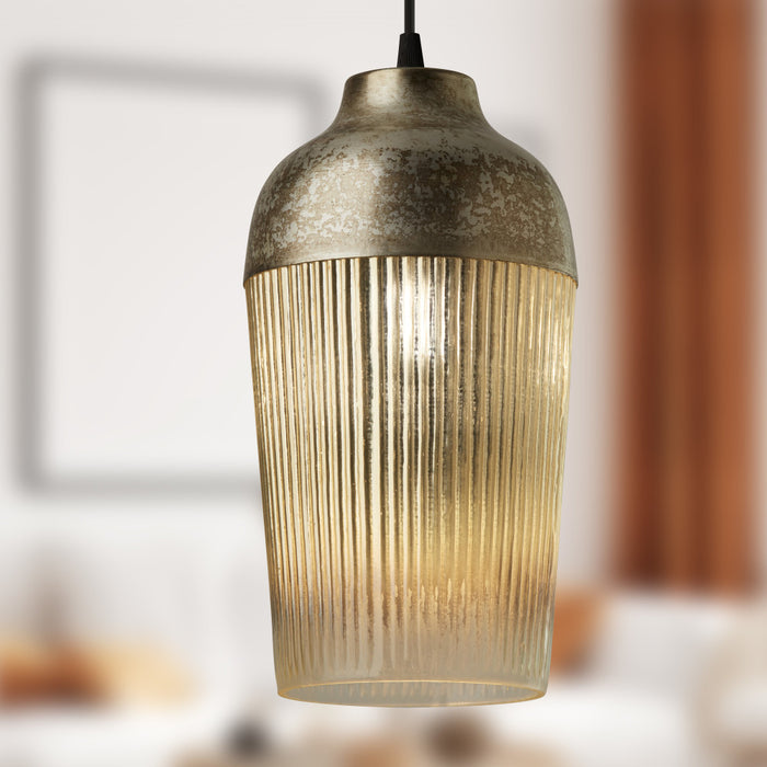 6.8"W 1-Light Andrea Metal and Glass Pendant