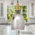 7" Coralie Textured Silver Glass Bell-Shaped Pendant Lamp in a kitchen setting
