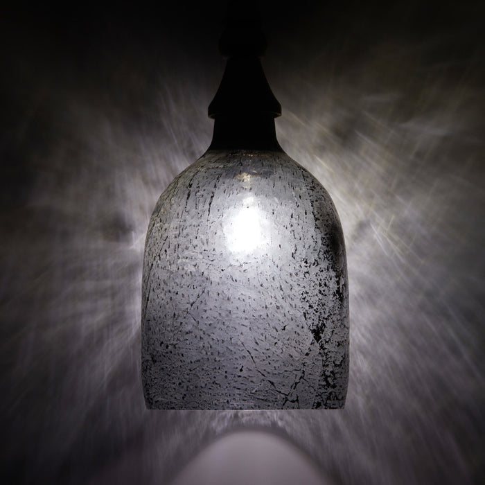 7" Coralie Textured Silver Glass Bell-Shaped Pendant Lamp